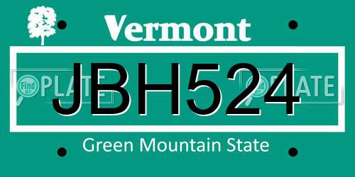 JBH524 Vermont License Plate