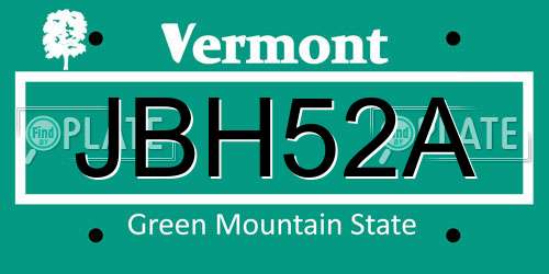 JBH52A Vermont License Plate