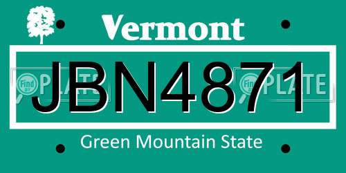 JBN4871 Vermont License Plate