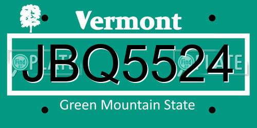 JBQ5524 Vermont License Plate
