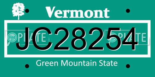 JC28254 Vermont License Plate