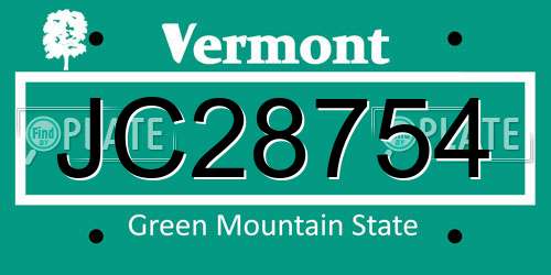 JC28754 Vermont License Plate