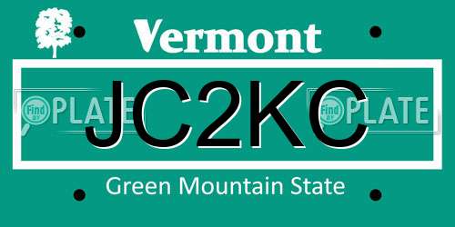 JC2KC Vermont License Plate