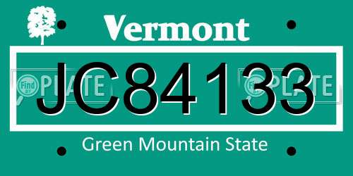 JC84133 Vermont License Plate