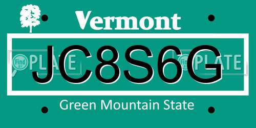 JC8S6G Vermont License Plate