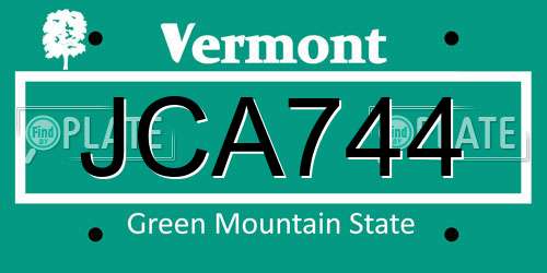 JCA744 Vermont License Plate