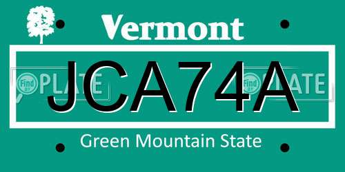 JCA74A Vermont License Plate