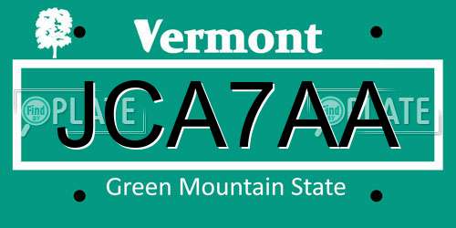 JCA7AA Vermont License Plate