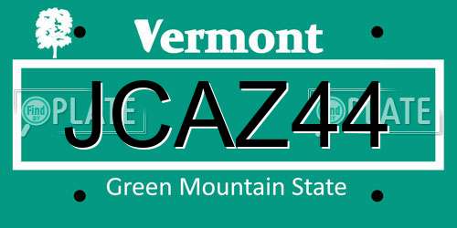JCAZ44 Vermont License Plate