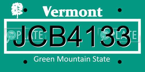 JCB4133 Vermont License Plate