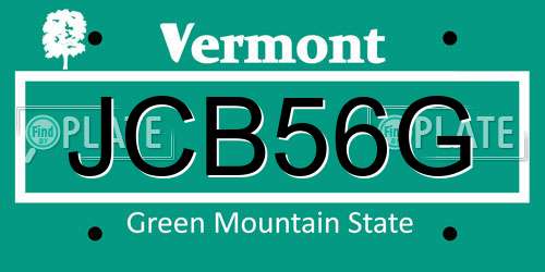 JCB56G Vermont License Plate