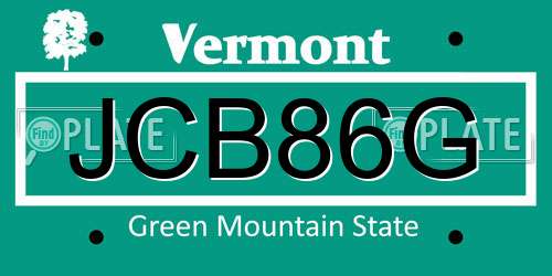 JCB86G Vermont License Plate