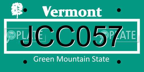JCC057 Vermont License Plate