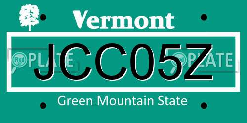 JCC05Z Vermont License Plate