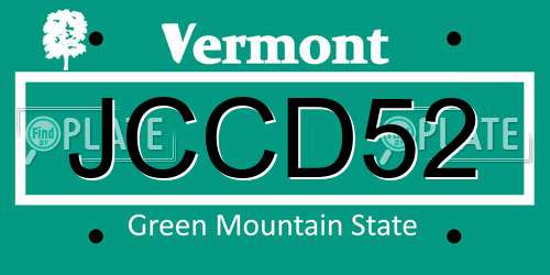 JCCD52 Vermont License Plate