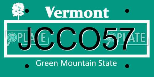 JCCO57 Vermont License Plate