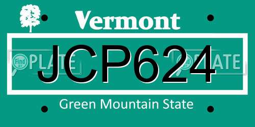 JCP624 Vermont License Plate