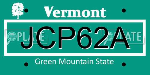 JCP62A Vermont License Plate