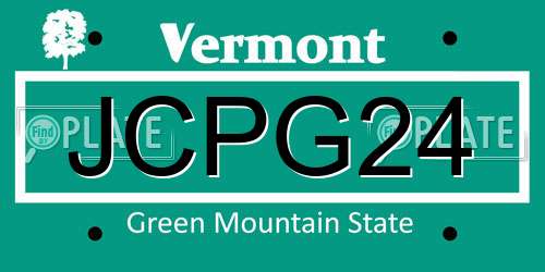 JCPG24 Vermont License Plate