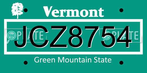 JCZ8754 Vermont License Plate