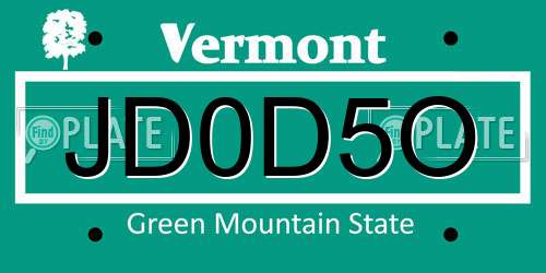 JD0D5O Vermont License Plate