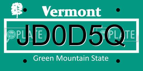 JD0D5Q Vermont License Plate