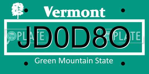 JD0D8O Vermont License Plate
