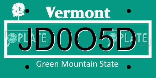 JD0O5D Vermont License Plate