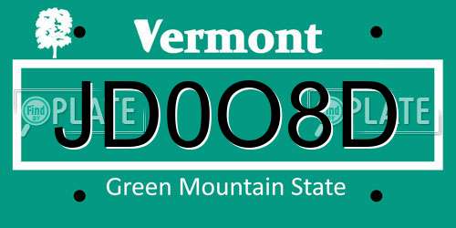 JD0O8D Vermont License Plate