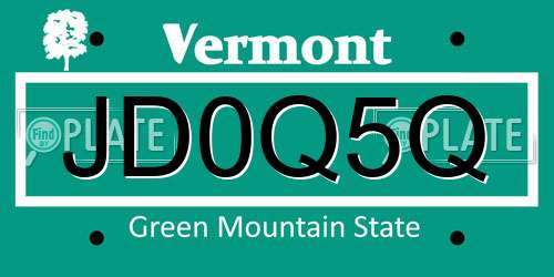 JD0Q5Q Vermont License Plate
