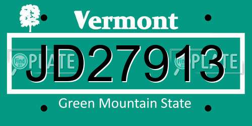 JD27913 Vermont License Plate