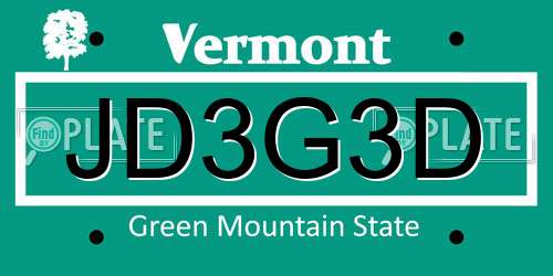 JD3G3D Vermont License Plate