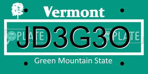 JD3G3O Vermont License Plate