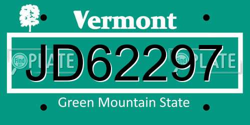 JD62297 Vermont License Plate