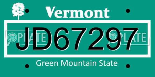 JD67297 Vermont License Plate