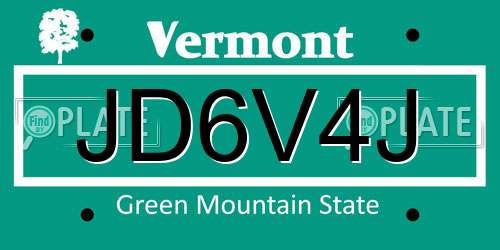 JD6V4J Vermont License Plate