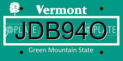 JDB94O Vermont License Plate