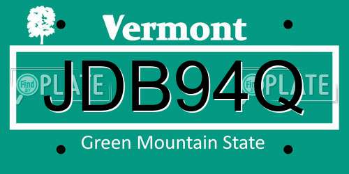 JDB94Q Vermont License Plate