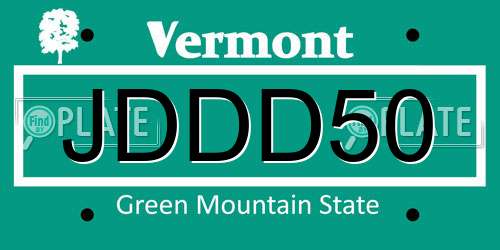 JDDD50 Vermont License Plate