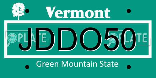 JDDO50 Vermont License Plate