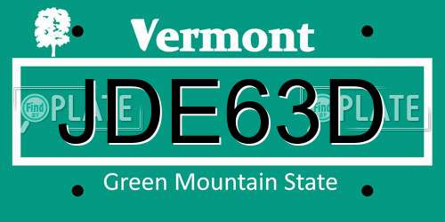 JDE63D Vermont License Plate