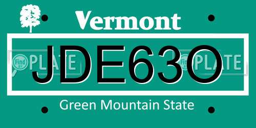 JDE63O Vermont License Plate