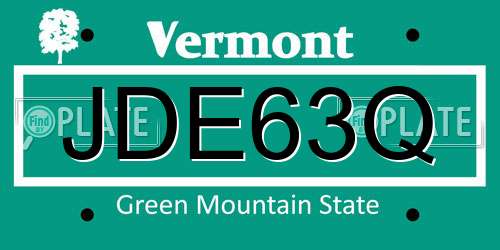 JDE63Q Vermont License Plate