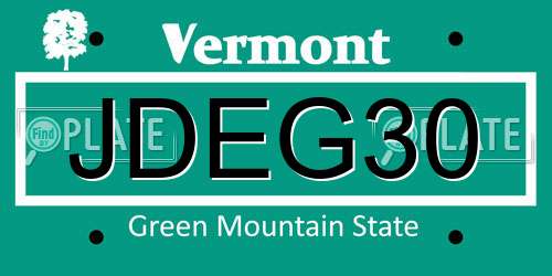 JDEG30 Vermont License Plate