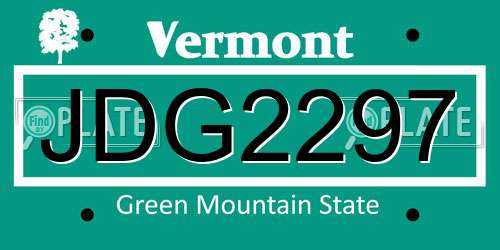 JDG2297 Vermont License Plate