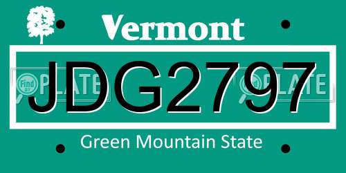 JDG2797 Vermont License Plate