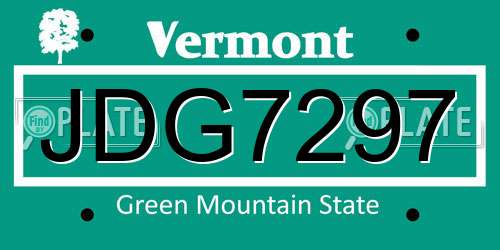 JDG7297 Vermont License Plate