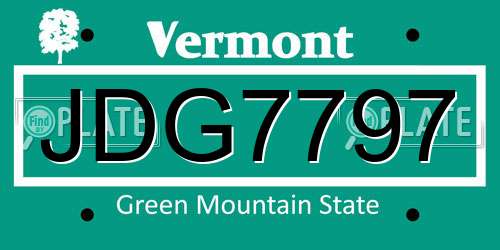 JDG7797 Vermont License Plate