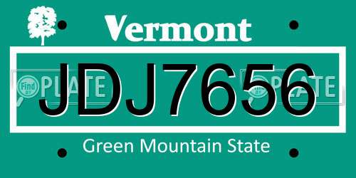 JDJ7656 Vermont License Plate