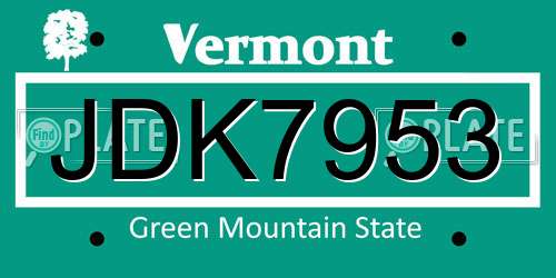 JDK7953 Vermont License Plate